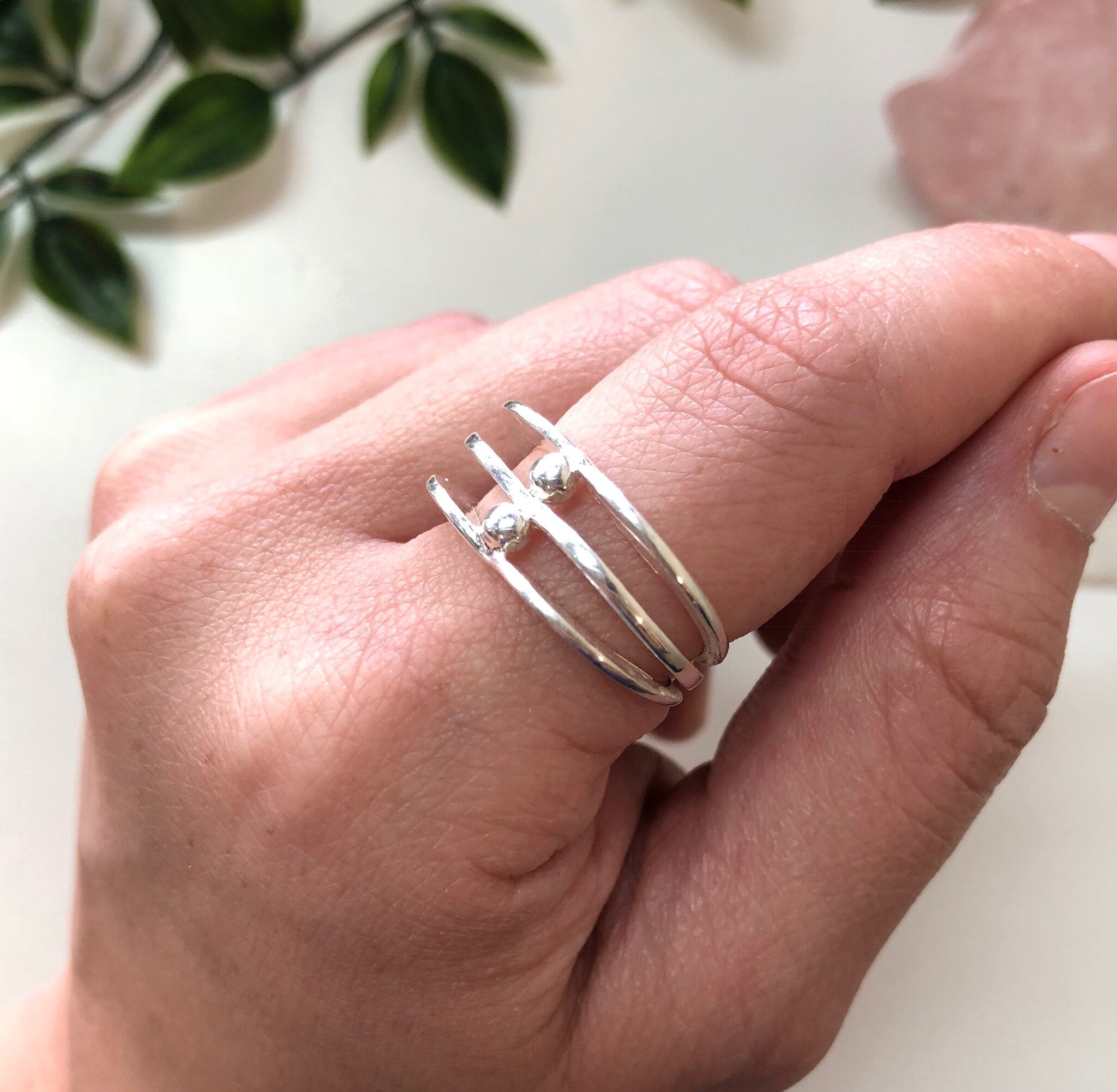 Vintage Silver Ring with Abstract Design
