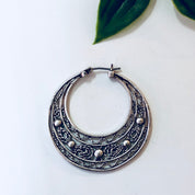 Vintage Earrings, Hoop Earrings, Pierced Ears, Costume Jewelry, Filagree, Silver Toned Jewelry, Statement Jewelry, Funky Earrings, Hoops