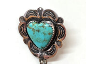 Vintage Sterling Silver Heart and Feather Earrings with Turquoise Stones