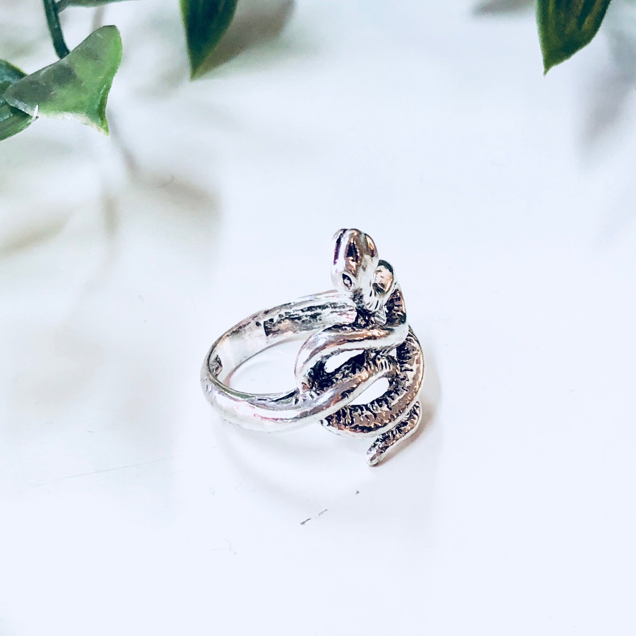 Snake Ring, Coiled Snake, Silver Toned Ring, Costume Jewelry, Statement Jewelry, Boho Style, Bohemian Jewelry, Hippie Jewelry, Wrapped Snake