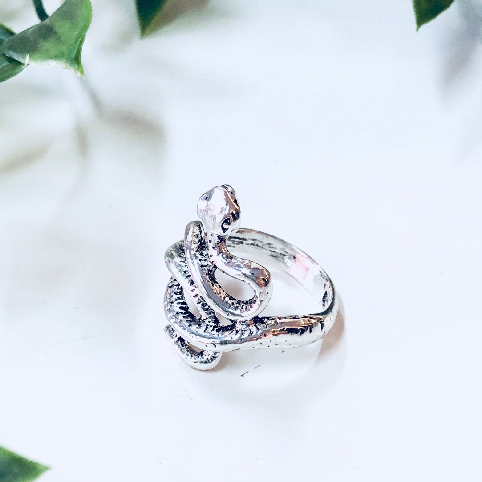 Snake Ring, Coiled Snake, Silver Toned Ring, Costume Jewelry, Statement Jewelry, Boho Style, Bohemian Jewelry, Hippie Jewelry, Wrapped Snake