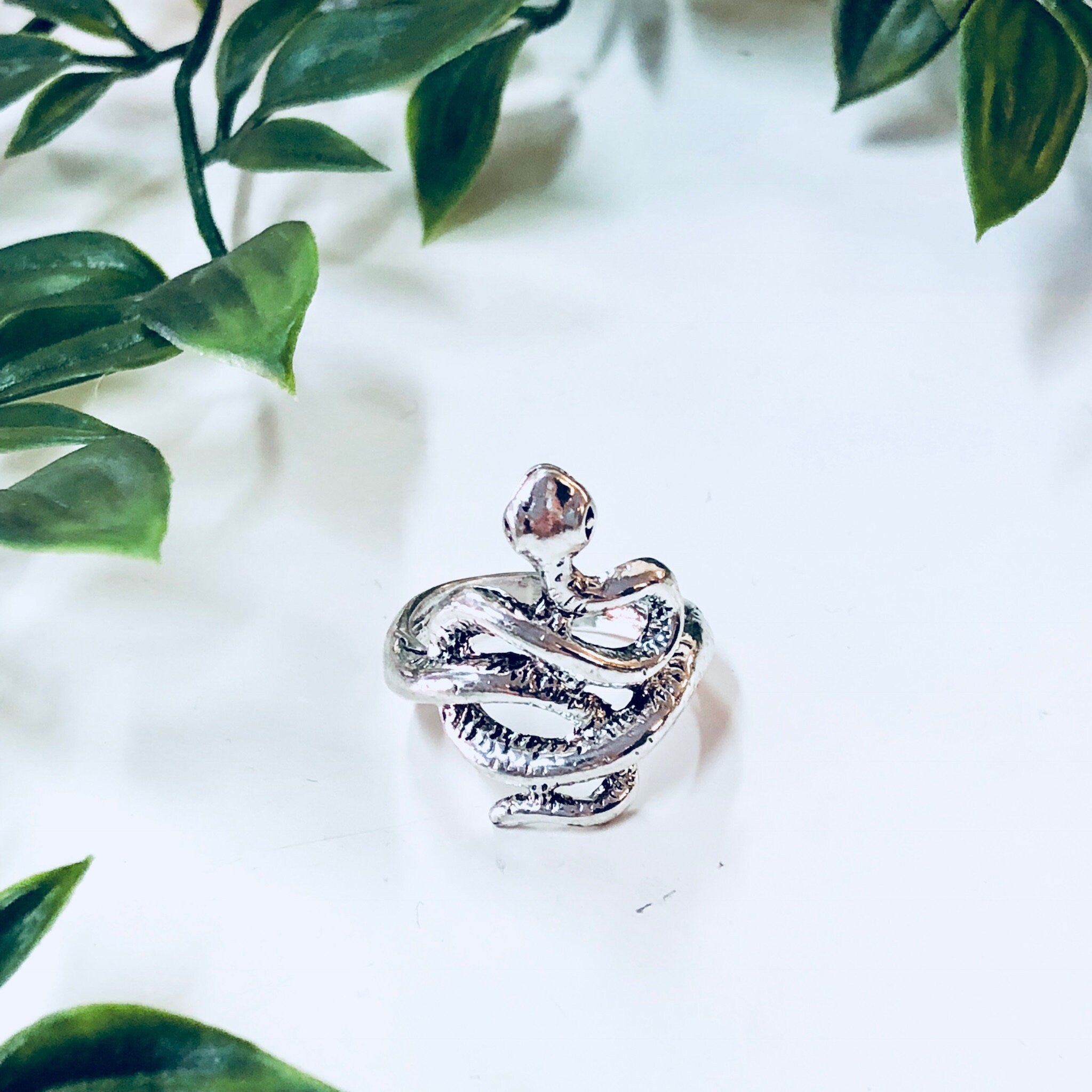 Snake Ring, Coiled Snake, Silver Toned Ring, Costume Jewelry, Statement Jewelry, Boho Style, Bohemian Jewelry, Hippie Jewelry, Wrapped Snake