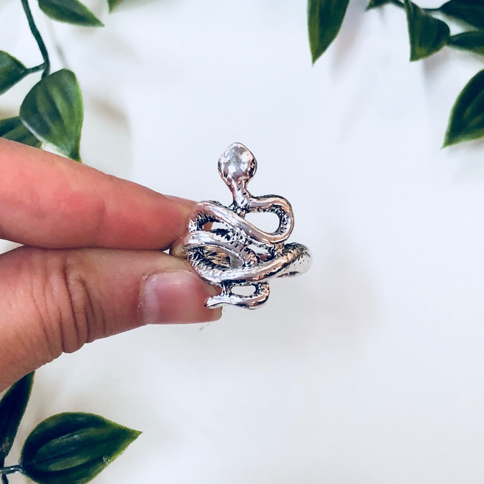 Snake Ring, Coiled Snake, Silver Toned Ring, Costume Jewelry, Statement Jewelry, Boho Style, Bohemian Jewelry, Hippie Jewelry, Wrapped Snake