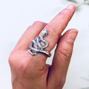 Snake Ring, Coiled Snake, Silver Toned Ring, Costume Jewelry, Statement Jewelry, Boho Style, Bohemian Jewelry, Hippie Jewelry, Wrapped Snake