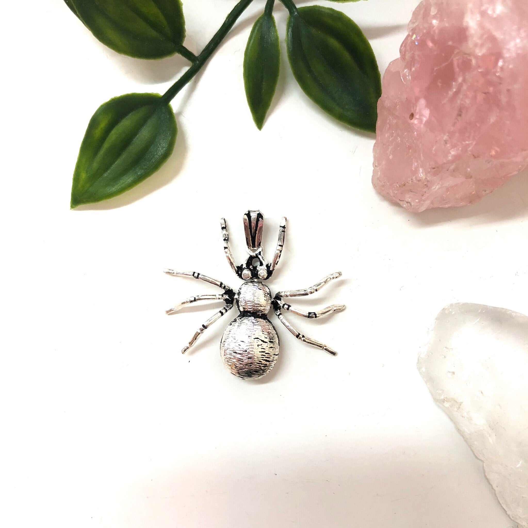 Vintage Sterling Silver Spider Pendant, Movable Pendant, Spooky Jewelry