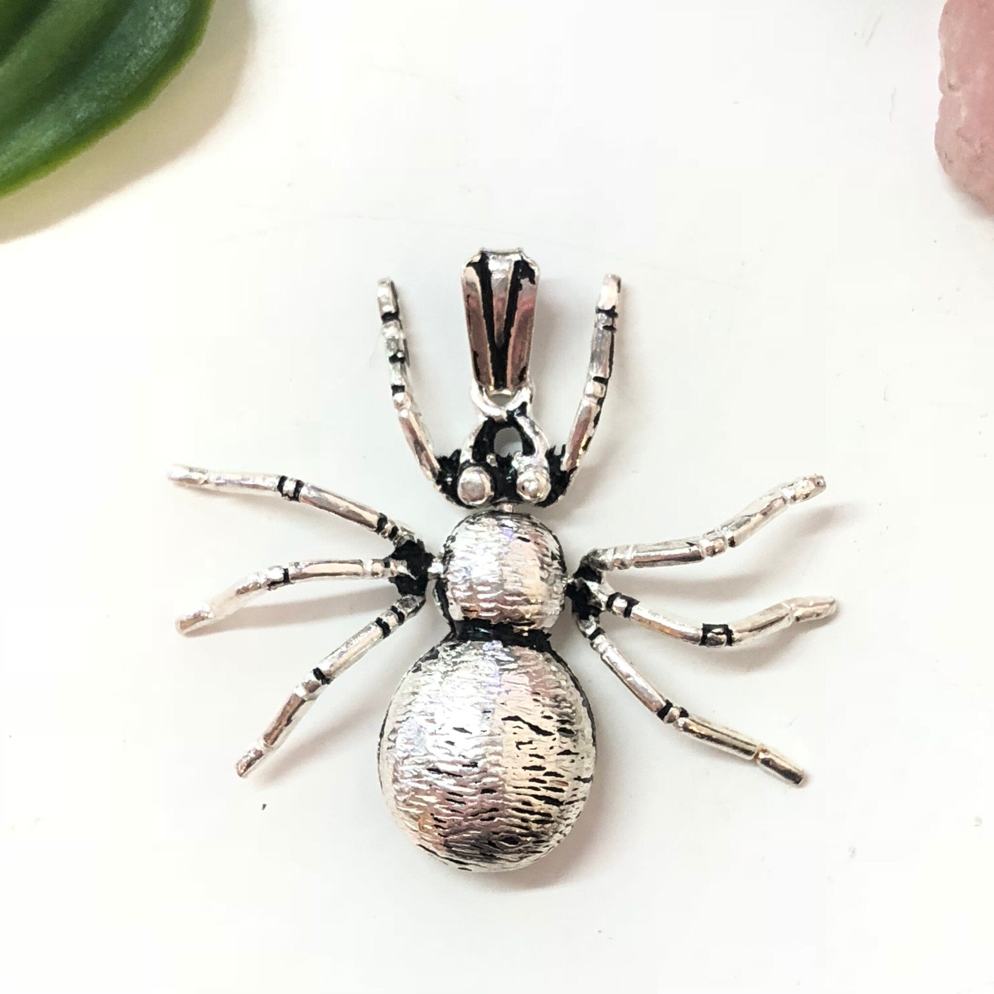 Vintage Sterling Silver Spider Pendant, Movable Pendant, Spooky Jewelry