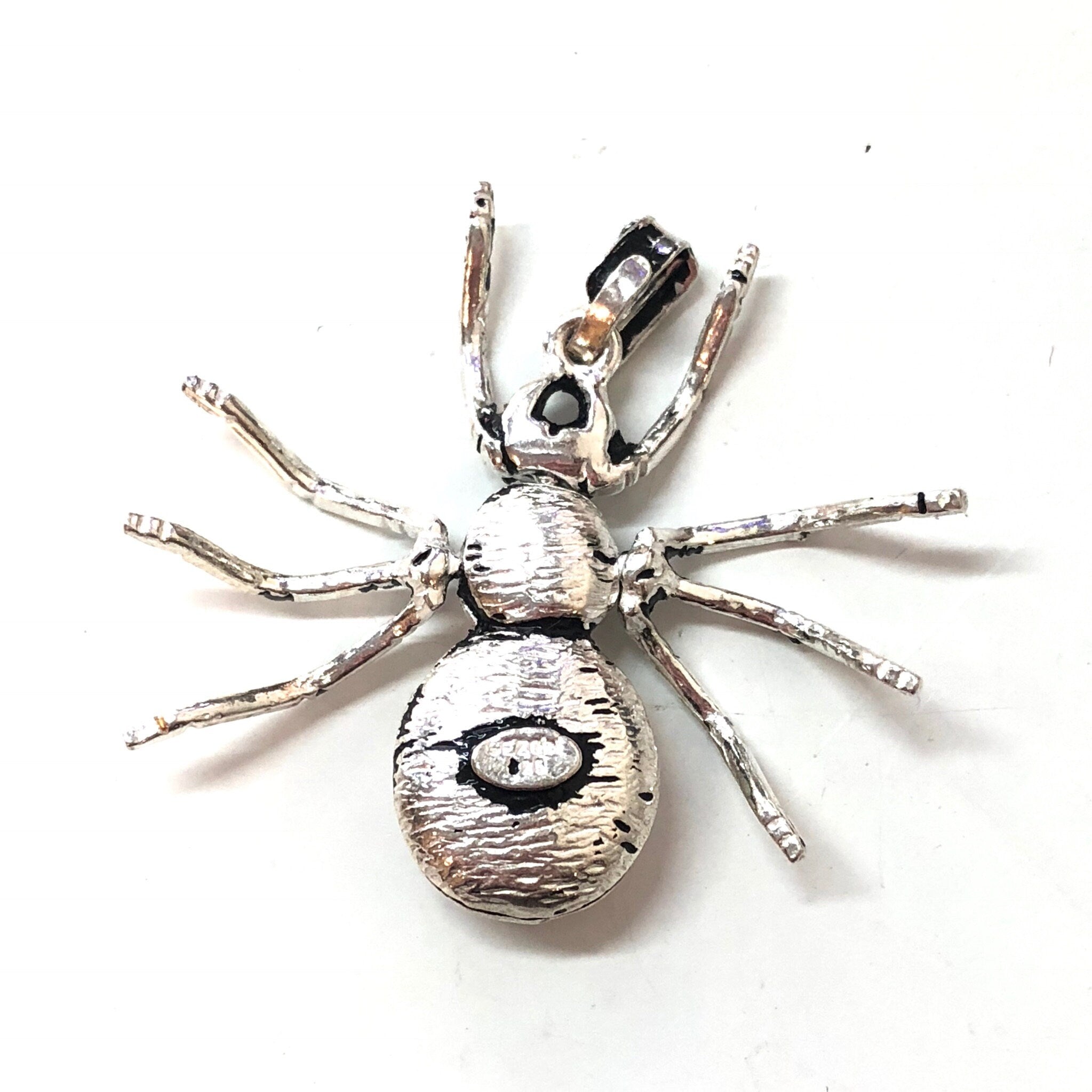 Vintage Sterling Silver Spider Pendant, Movable Pendant, Spooky Jewelry