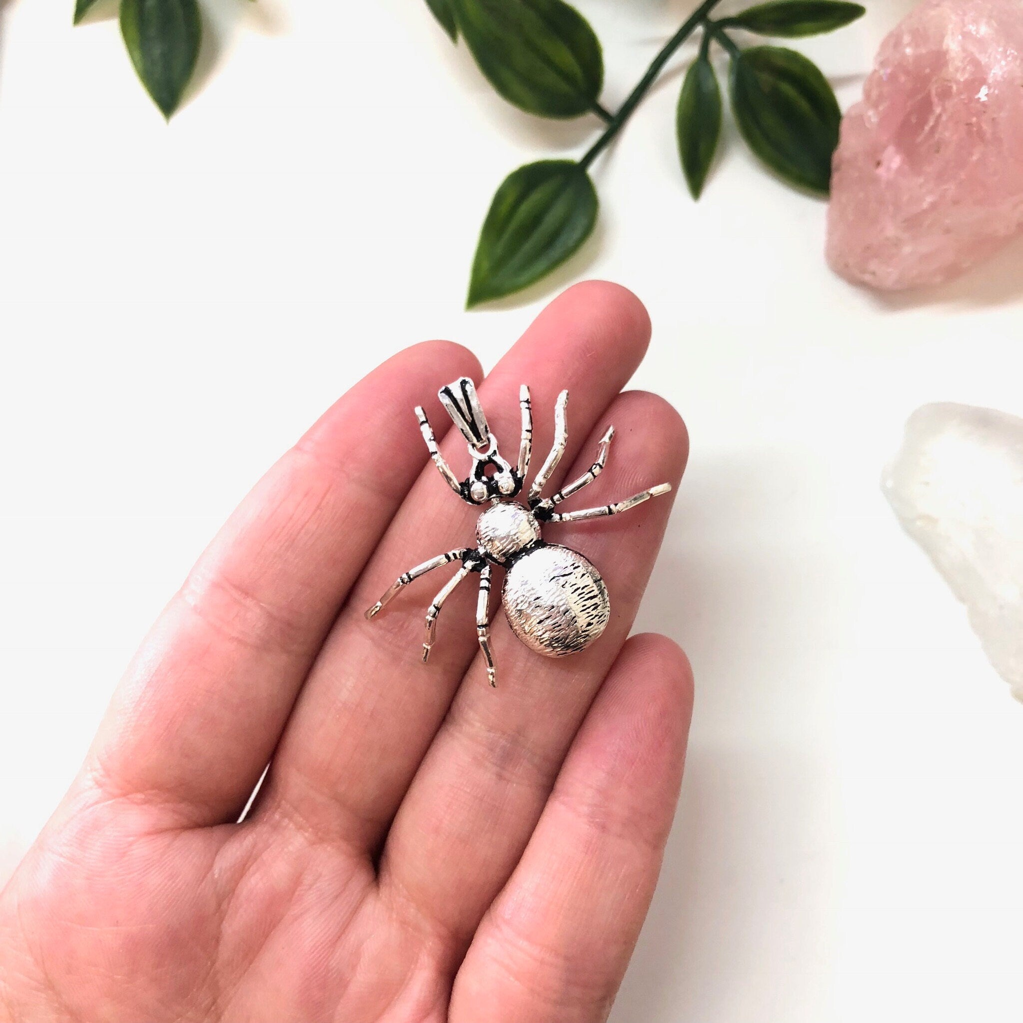 Vintage Sterling Silver Spider Pendant, Movable Pendant, Spooky Jewelry