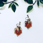 Vintage Earrings, Rose Earrings, Screw Back Earrings, Gold Toned Jewelry, Floral Earrings, Flowers, Pretty, Anniversary Gift, Orange, Gold