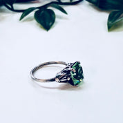 Vintage Silver Ring, Sarah Coventry Ring, Green Stone, Sterling Silver, Adjustable Ring, 925, Sarah Cov, Designer Jewelry, Engagement Ring