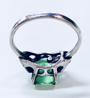 Vintage Silver Ring, Sarah Coventry Ring, Green Stone, Sterling Silver, Adjustable Ring, 925, Sarah Cov, Designer Jewelry, Engagement Ring