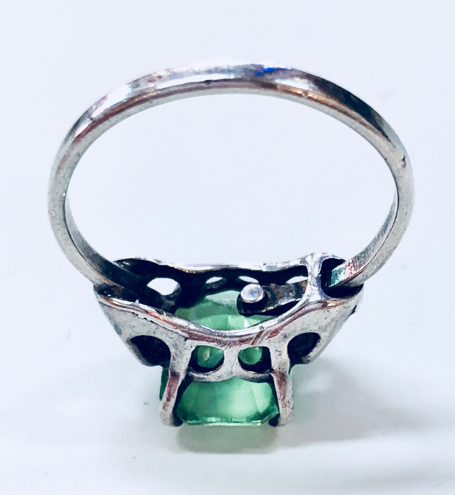 Vintage Silver Ring, Sarah Coventry Ring, Green Stone, Sterling Silver, Adjustable Ring, 925, Sarah Cov, Designer Jewelry, Engagement Ring