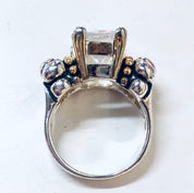 Vintage Silver Engagement Ring, Statement Ring, Faux Diamond Ring