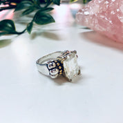 Vintage Silver Engagement Ring, Statement Ring, Faux Diamond Ring