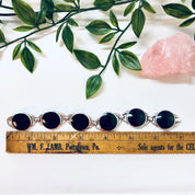 Vintage Silver Bracelet, Silver and Black Bracelet, Round Link Bracelet