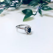 Vintage Ring with Black Stone and Faux Diamonds, Promise Ring, Engagement Ring