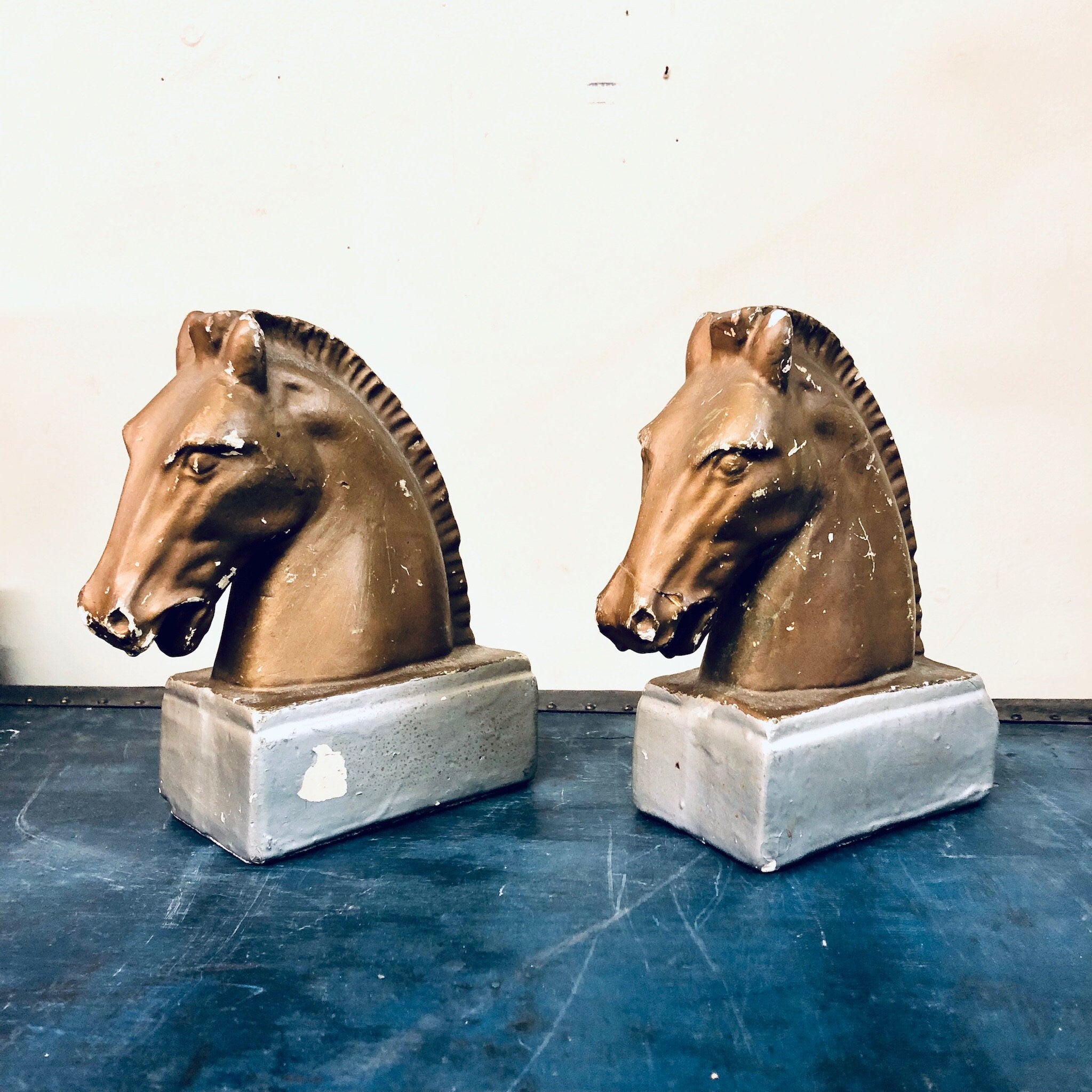 Vintage Bookends, Horse Bookends, Vintage Home Decor, Equestrian Decoration