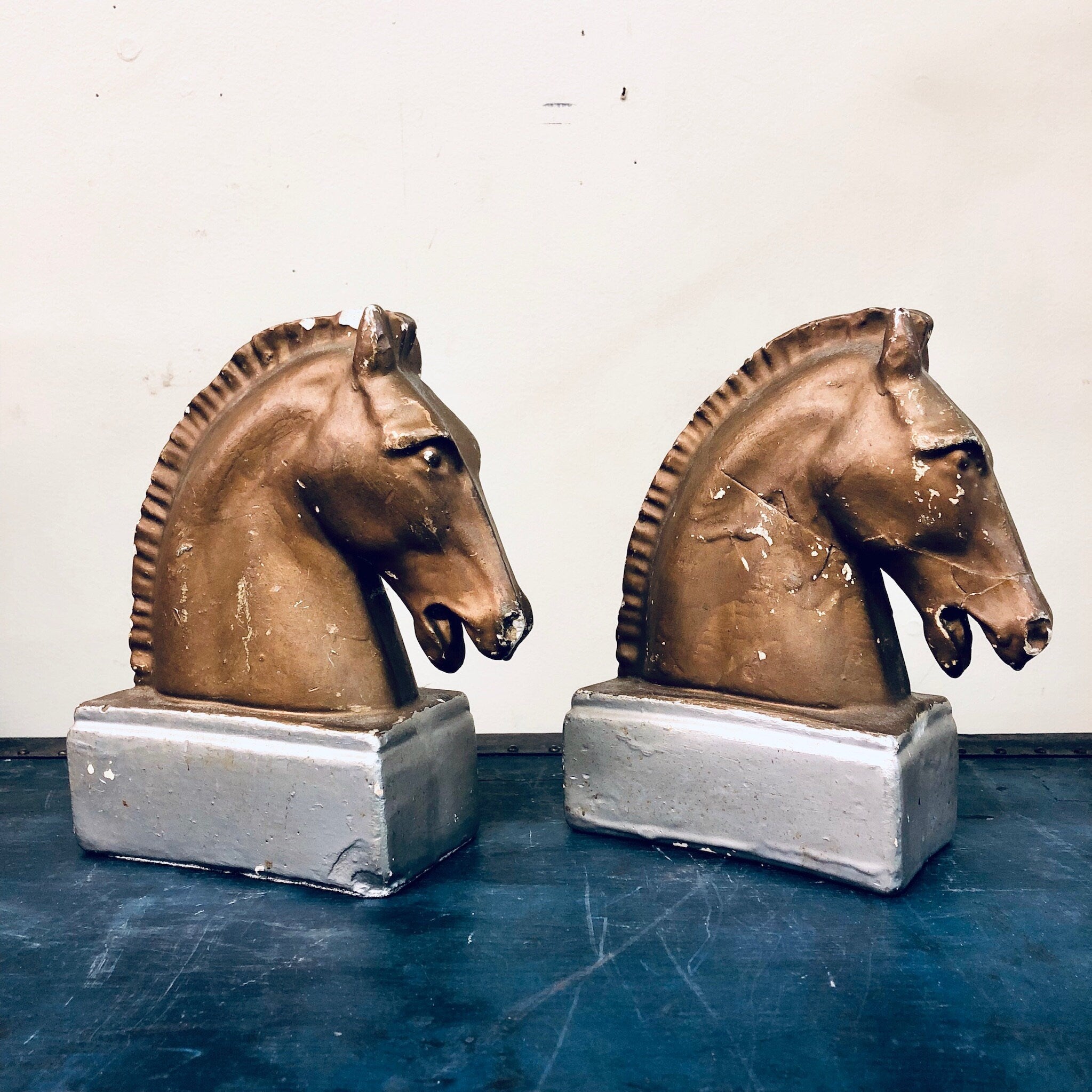 Vintage Bookends, Horse Bookends, Vintage Home Decor, Equestrian Decoration