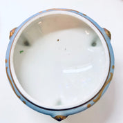 Vintage Limoges Lidded Dish with Tripod Stand, Three Legged Trinket Dish, Candy Dish, Small Lidded Dish, Limoges China, Light Blue, Floral