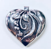 Vintage Pendant, Sterling Silver, Vintage Jewelry, Heart Pendant, Heart Shape, Puffy Pendant, Vintage Necklace, Large Pendant, 925, Heart