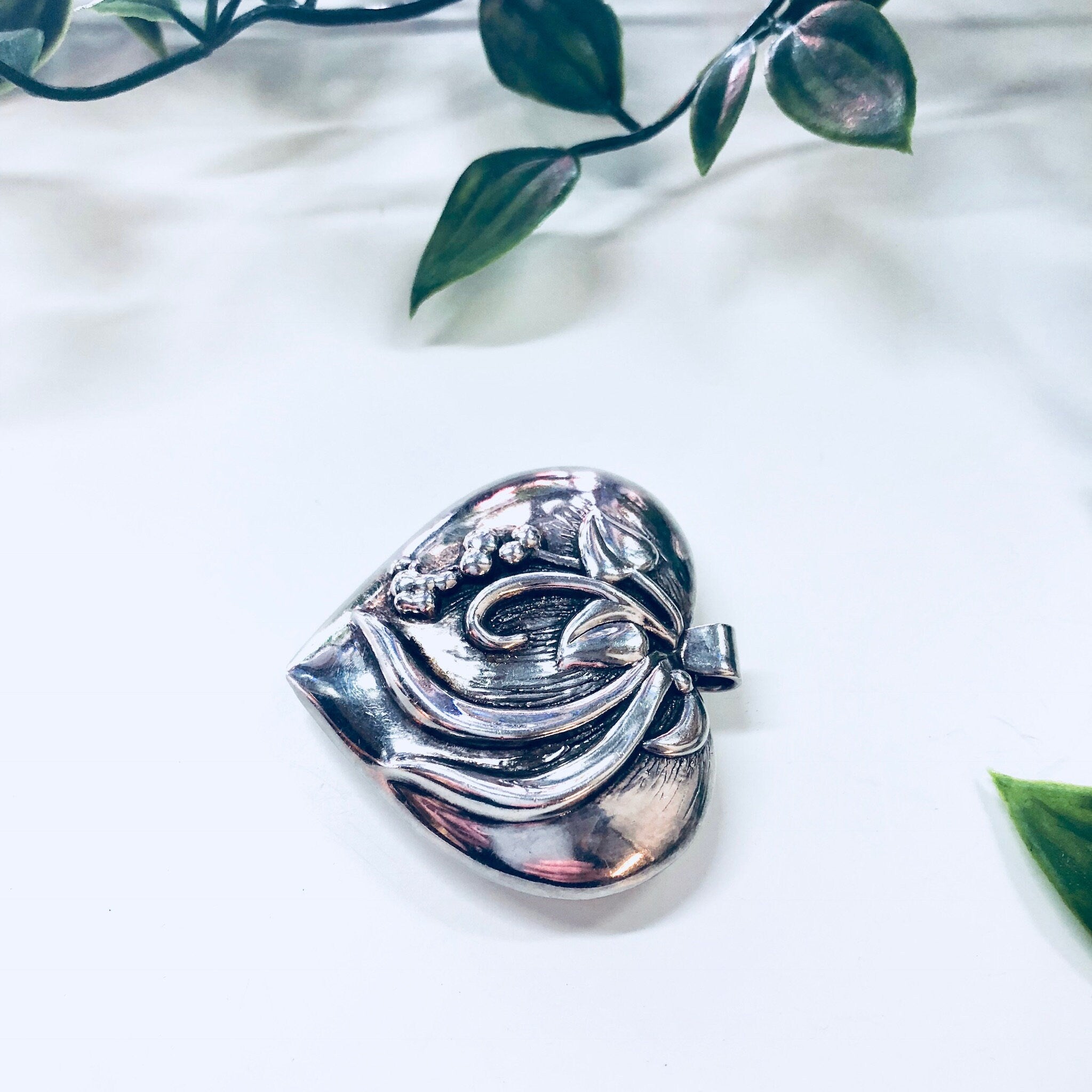 Vintage Pendant, Sterling Silver, Vintage Jewelry, Heart Pendant, Heart Shape, Puffy Pendant, Vintage Necklace, Large Pendant, 925, Heart