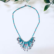 Vintage Necklace, Beaded Necklace, Beaded Jewelry, Vintage Jewelry, Blue, Red, White, Small Beads, Statement Jewelry, Beads,Anniversary Gift
