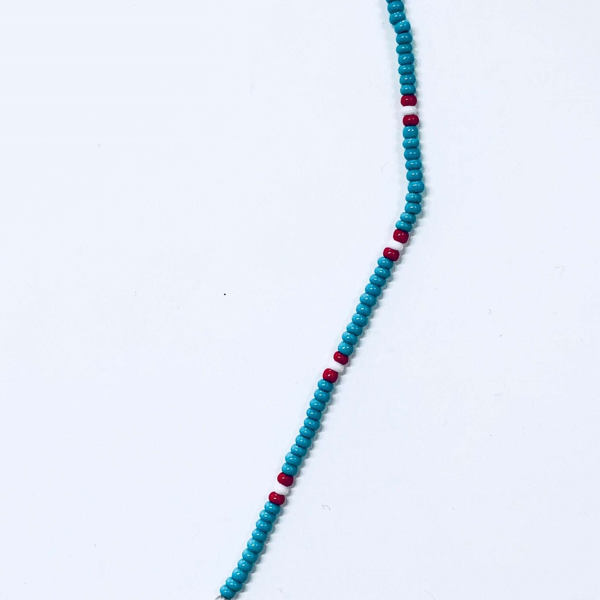 Vintage Necklace, Beaded Necklace, Beaded Jewelry, Vintage Jewelry, Blue, Red, White, Small Beads, Statement Jewelry, Beads,Anniversary Gift
