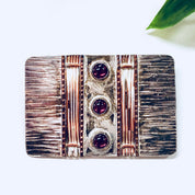 Vintage Brooch, Sterling Silver, Silver Brooch, Vintage Pin, Copper Brooch, Red Stones, Anniversary Gift, Vintage Jewelry, Red Jewelry
