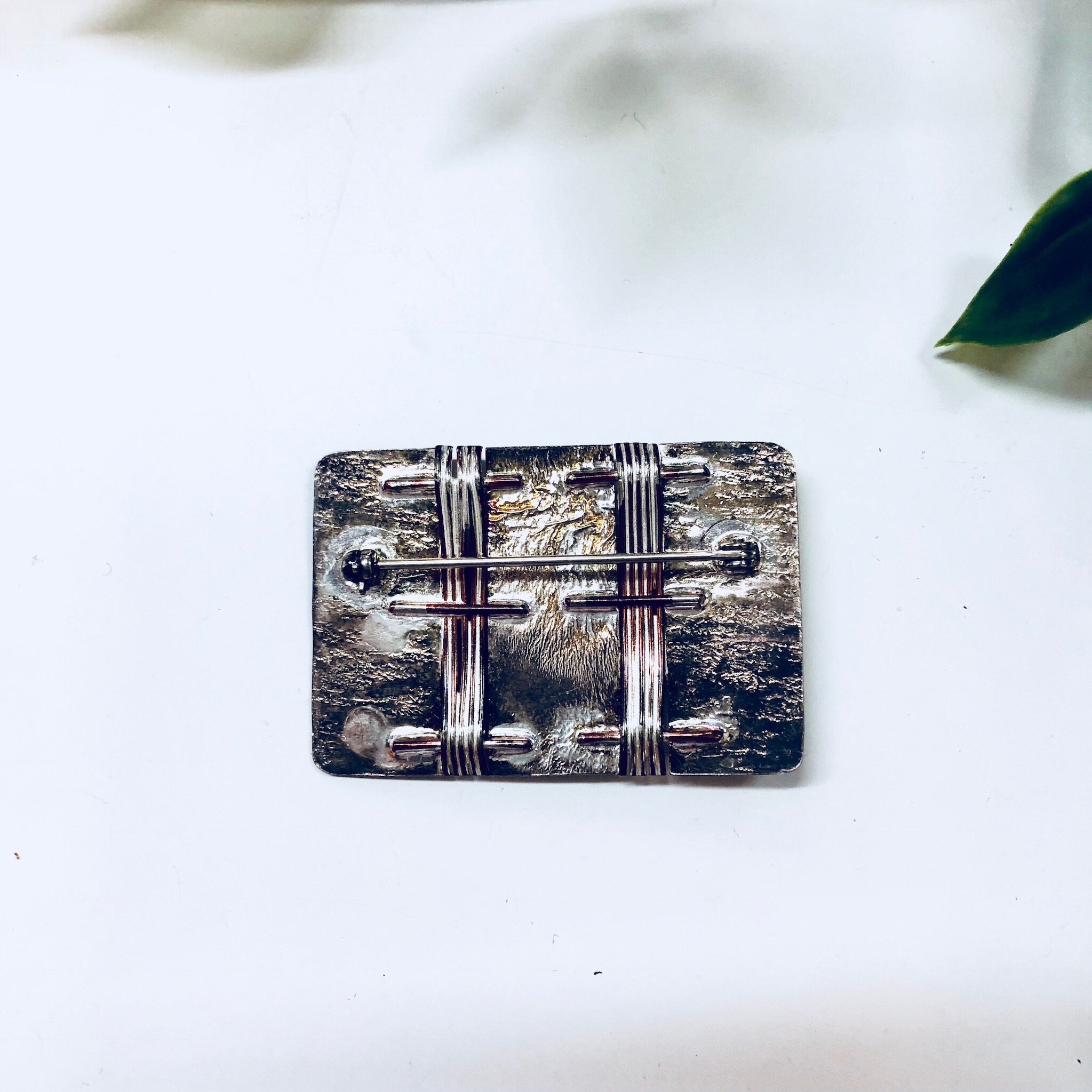 Vintage Brooch, Sterling Silver, Silver Brooch, Vintage Pin, Copper Brooch, Red Stones, Anniversary Gift, Vintage Jewelry, Red Jewelry
