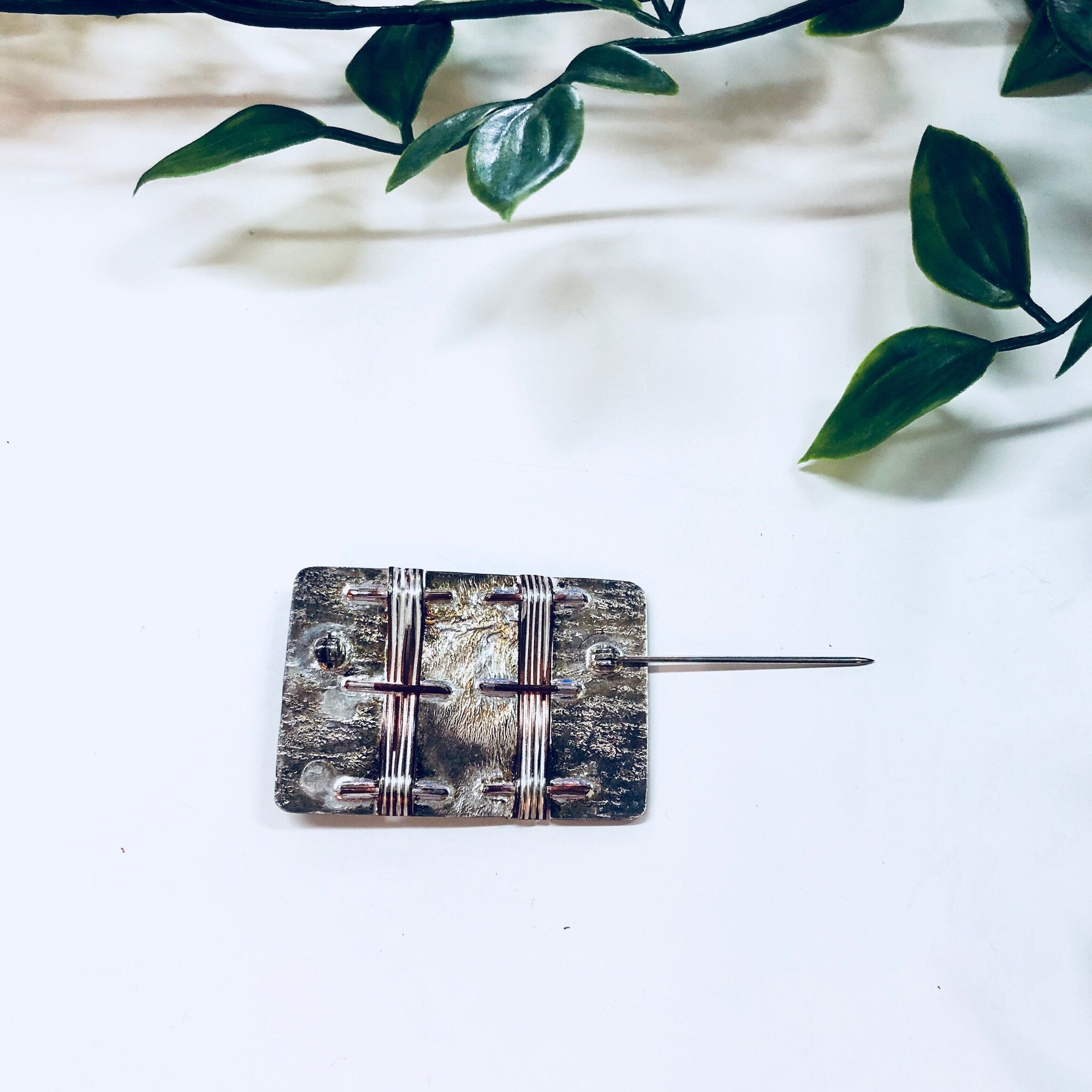 Vintage Brooch, Sterling Silver, Silver Brooch, Vintage Pin, Copper Brooch, Red Stones, Anniversary Gift, Vintage Jewelry, Red Jewelry