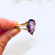 Vintage Gold Ring, 10 Karat Gold, Amethyst Ring, Amethyst Jewelry, Purple Ring, Gold Jewelry, Vintage Jewelry, 10K, Yellow Gold, Teardrop