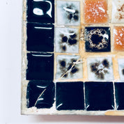 Catch All Dish, Jewelry Dish, Ring Dish, Trinket, Mosaic, TIle, Black, Metal, White, Orange, Brown, Vintage Home Decor, Bedside Table, Rings