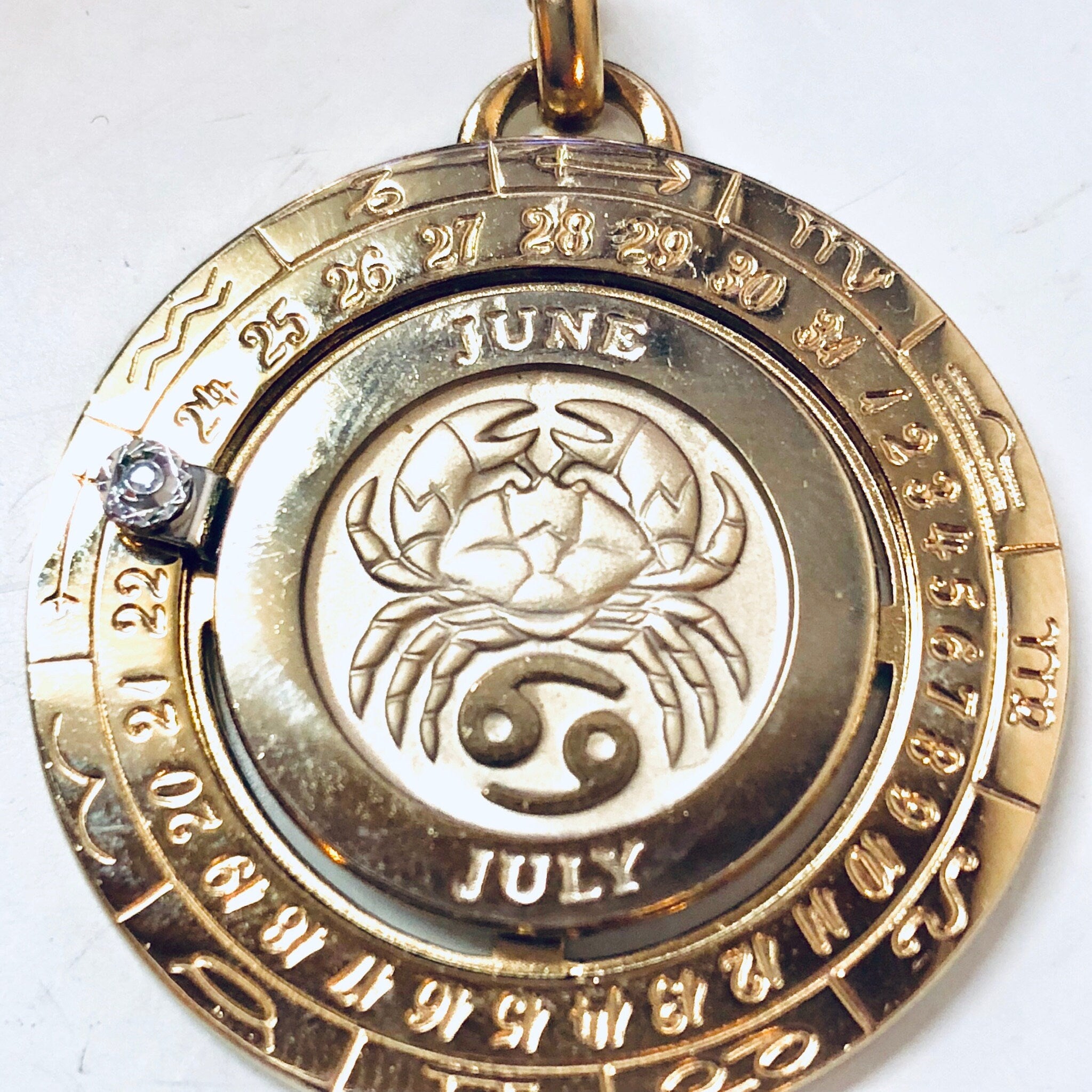 Vintage Pendant, Gold Cancer Pendant, Zodiac Jewelry, Vintage Jewelry, Crab Pendant, Moon Child, Cancer, Gold Toned Pendant