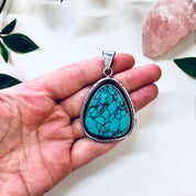 Vintage Pendant, Turquoise Pendant, Sterling Silver Pendant, Blue and Silver, Southwestern Style, Boho Pendant, Bohemian Jewelry, Necklace