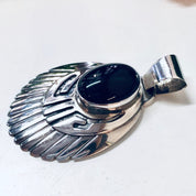 Vintage Pendant, Black Onyx Pendant, Onyx Jewelry, Sterling Silver Pendant, Southwestern Jewelry, Black and Silver, Vintage Necklace
