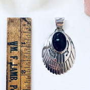 Vintage Pendant, Black Onyx Pendant, Onyx Jewelry, Sterling Silver Pendant, Southwestern Jewelry, Black and Silver, Vintage Necklace