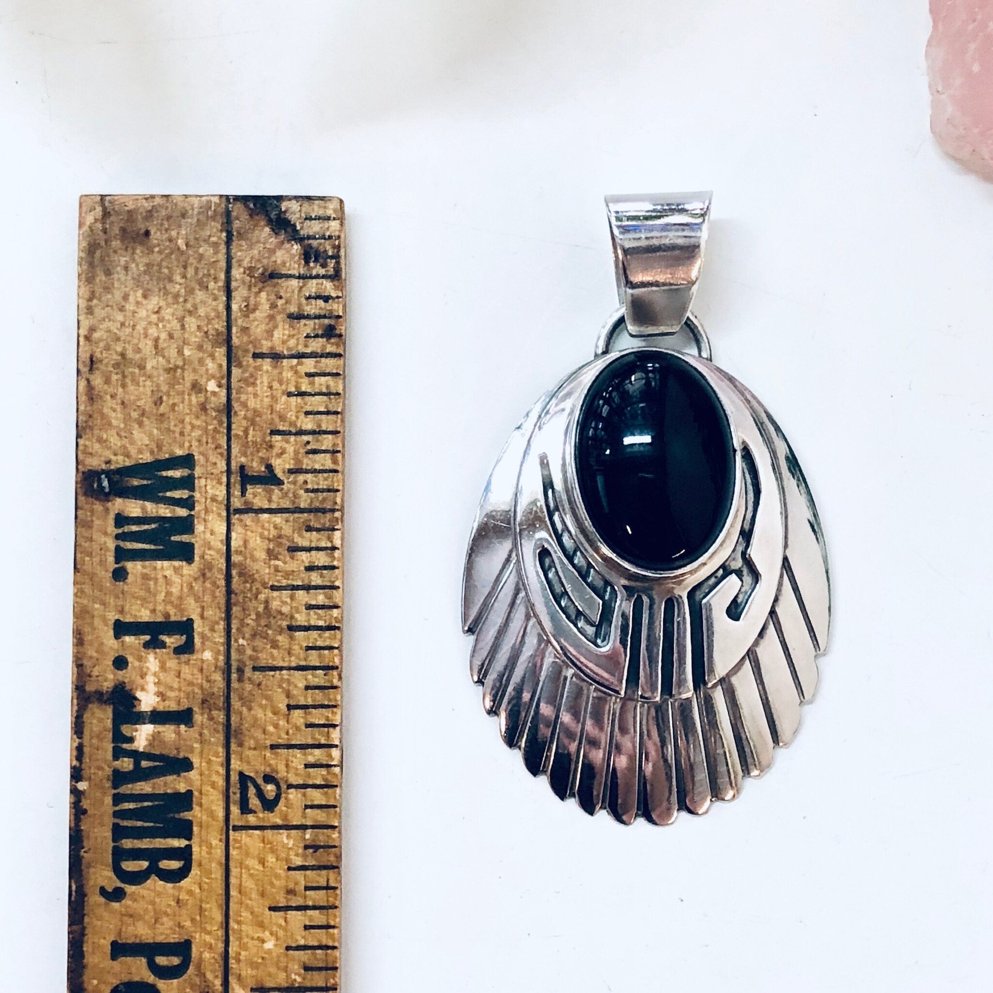 Vintage Pendant, Black Onyx Pendant, Onyx Jewelry, Sterling Silver Pendant, Southwestern Jewelry, Black and Silver, Vintage Necklace