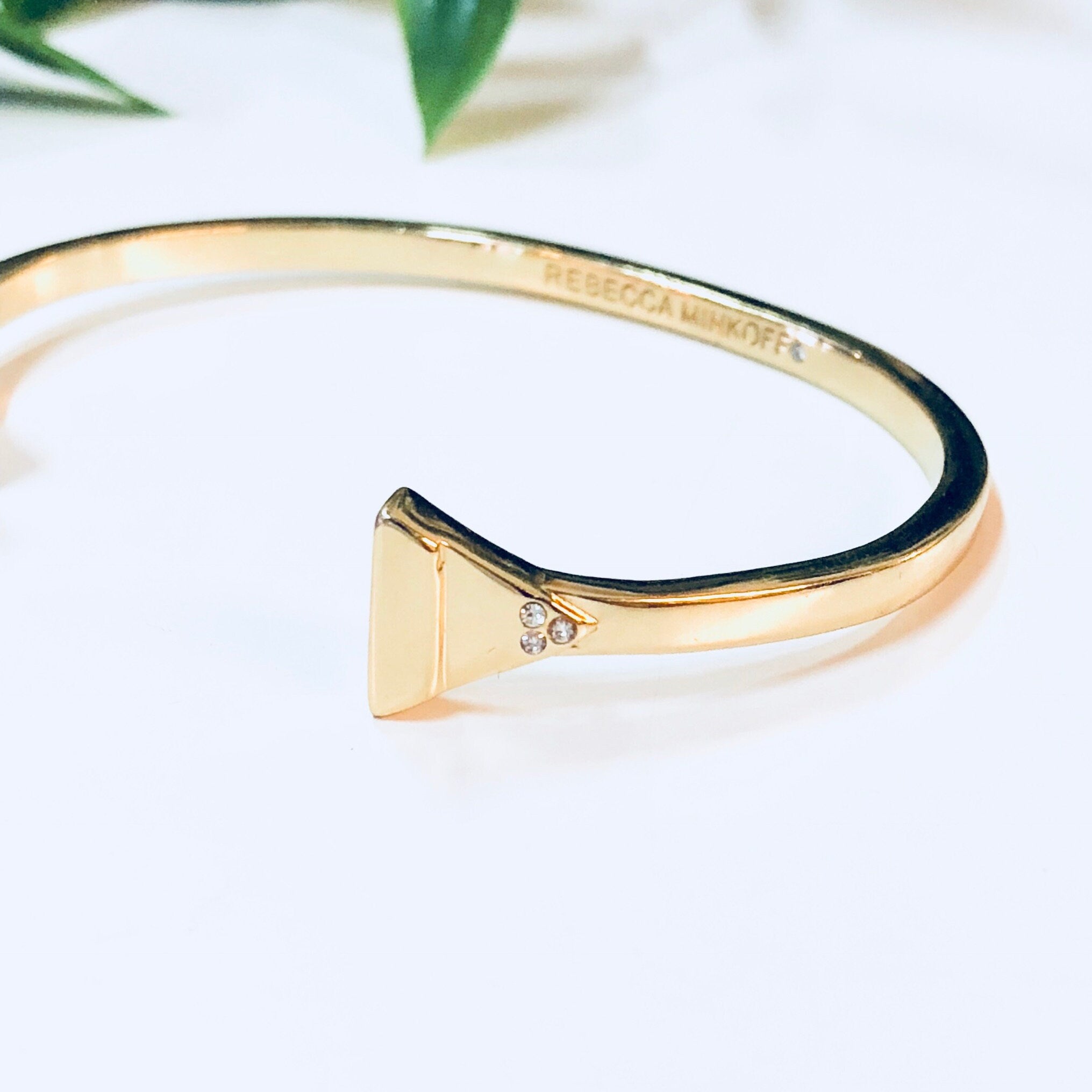 Rebecca Minkoff Bracelet, Cuff Bracelet, Rebecca Minkoff Jewlery, Designer Jewelry, Gold Toned Jewelry, Triangle Shape