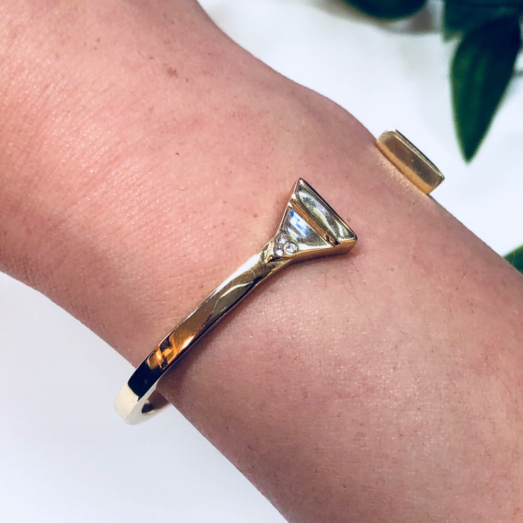 Rebecca Minkoff Bracelet, Cuff Bracelet, Rebecca Minkoff Jewlery, Designer Jewelry, Gold Toned Jewelry, Triangle Shape