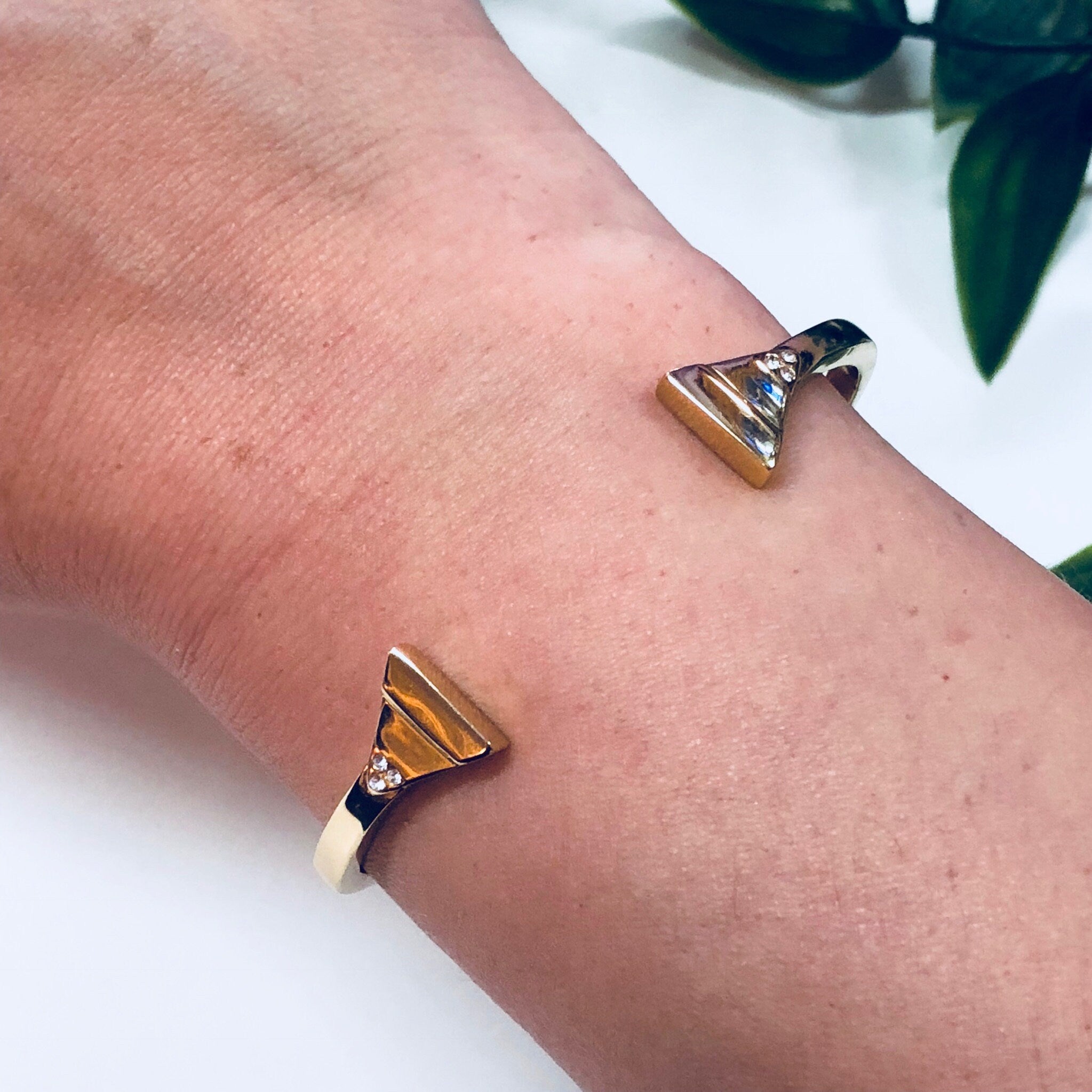 Rebecca Minkoff Bracelet, Cuff Bracelet, Rebecca Minkoff Jewlery, Designer Jewelry, Gold Toned Jewelry, Triangle Shape