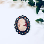 Vintage Beaded Cameo Brooch and Pendant