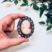 Vintage Beaded Cameo Brooch and Pendant