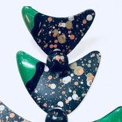Vintage Earrings, Funky Earrings, Green, Black, Speckle, 80s Style Jewelry, Statement Jewelry, Costume Jewlery, Big Earrings, Pierced Ears