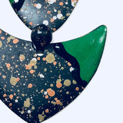 Vintage Earrings, Funky Earrings, Green, Black, Speckle, 80s Style Jewelry, Statement Jewelry, Costume Jewlery, Big Earrings, Pierced Ears
