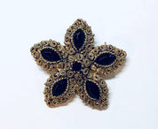 Vintage Brooch, Gold Toned Jewelry, Vintage Jewelry, Black Gemstones, Star Shaped, Star Jewelry, Vintage Pin, Costume Jewelry, Holiday Gift