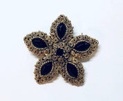 Vintage Brooch, Gold Toned Jewelry, Vintage Jewelry, Black Gemstones, Star Shaped, Star Jewelry, Vintage Pin, Costume Jewelry, Holiday Gift