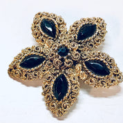 Vintage Brooch, Gold Toned Jewelry, Vintage Jewelry, Black Gemstones, Star Shaped, Star Jewelry, Vintage Pin, Costume Jewelry, Holiday Gift