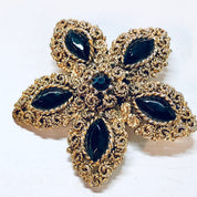 Vintage Brooch, Gold Toned Jewelry, Vintage Jewelry, Black Gemstones, Star Shaped, Star Jewelry, Vintage Pin, Costume Jewelry, Holiday Gift