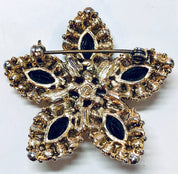 Vintage Brooch, Gold Toned Jewelry, Vintage Jewelry, Black Gemstones, Star Shaped, Star Jewelry, Vintage Pin, Costume Jewelry, Holiday Gift