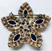 Vintage Brooch, Gold Toned Jewelry, Vintage Jewelry, Black Gemstones, Star Shaped, Star Jewelry, Vintage Pin, Costume Jewelry, Holiday Gift